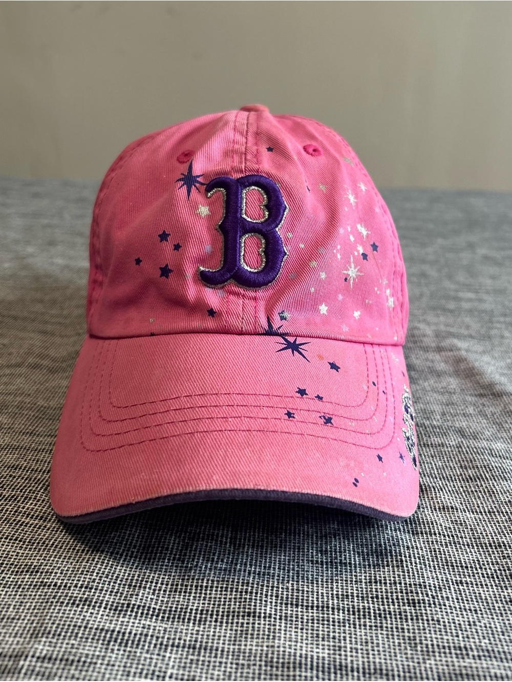 Pink Boston Red Sox Baseball Hat Cap Strap Back Youth Or Woman’s MLB '47 Stars